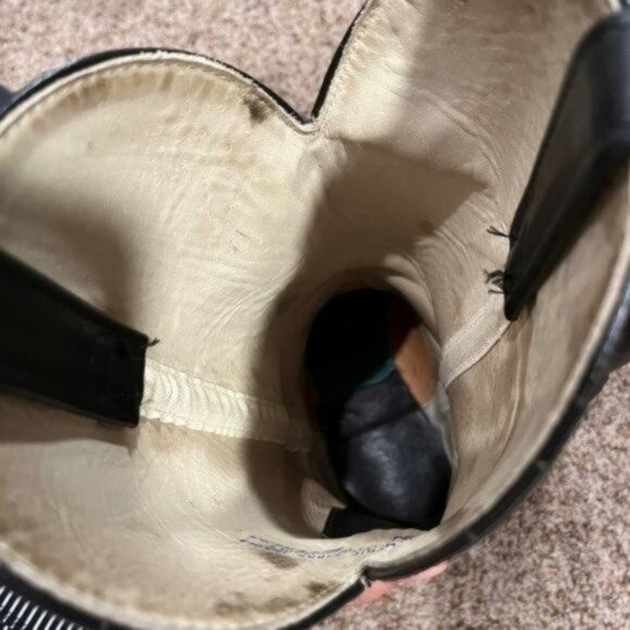 Harley-Davidson Black Cowboy Western Boot Eagle Embroidery Motorcycle 9.5 Mens - Picture 8 of 9